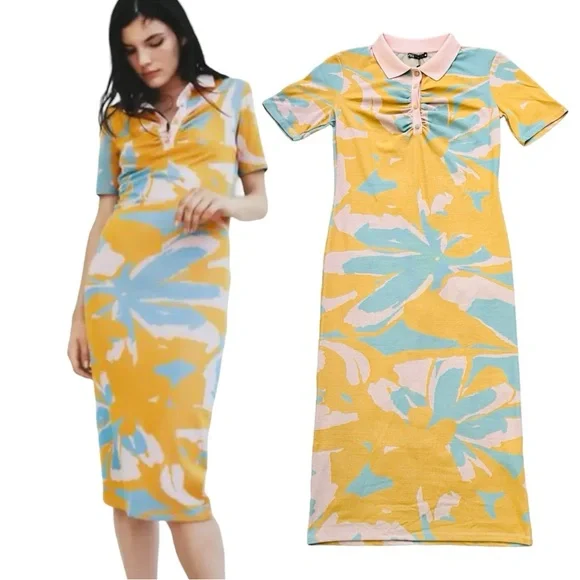 green emerald velvet dress Zarah Jacquard Alessi Puff Sleeve Midi Dress Gold / Xs by Sugarlips